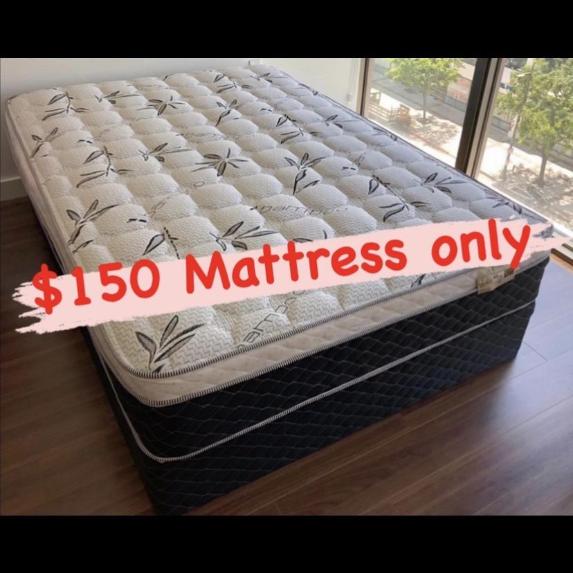 BRAND NEW PILLOW TOP MATTRESSES ✅ COLCHONES NUEVOS PILLOW TOP 💯‼️   QUEEN SIZE $150 ❌ $210 With Box Spring   FULL SIZE $140❌ $200 With Box Spring💥  