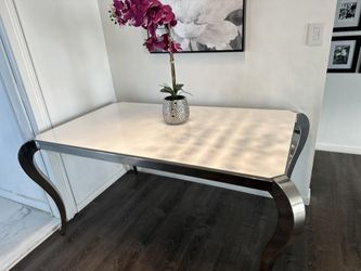 White Glass Table 
