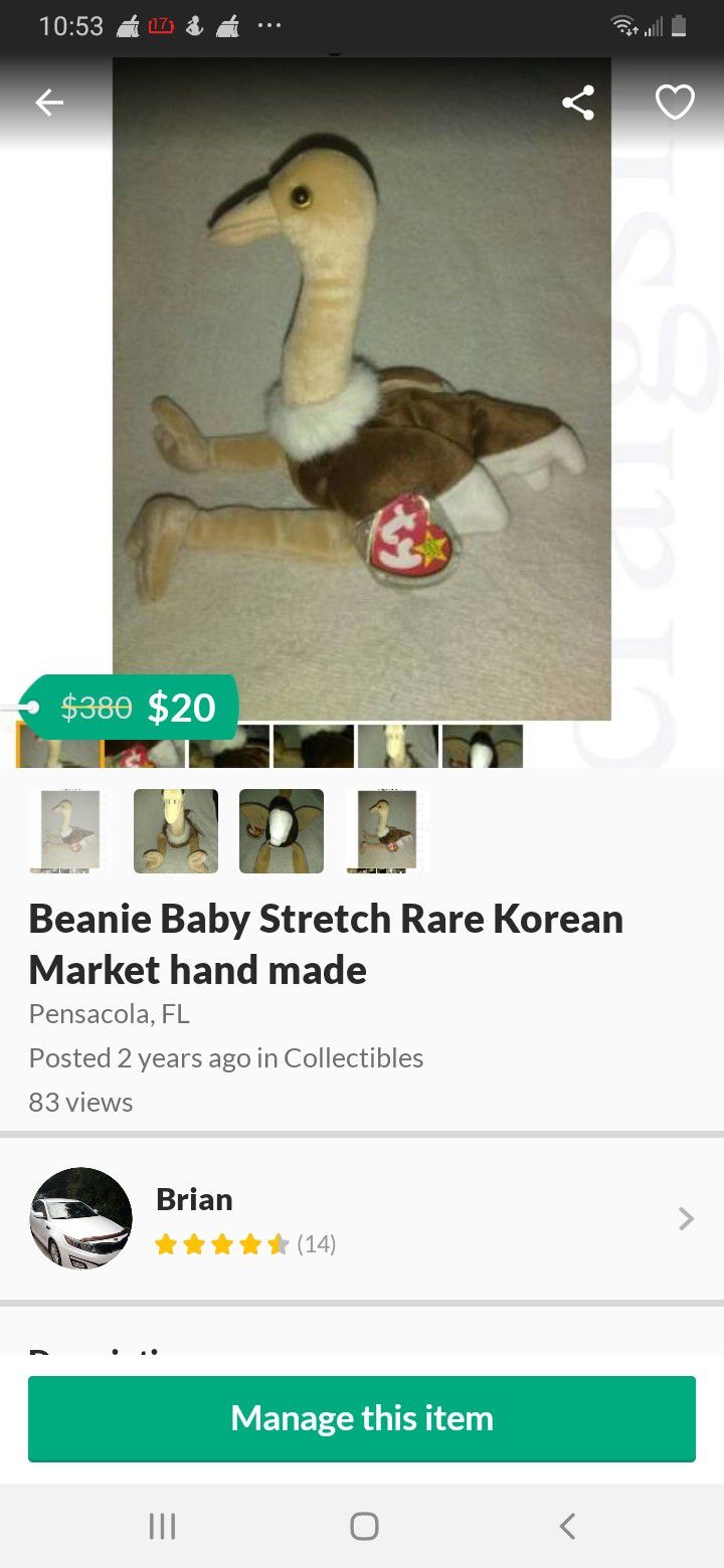Beanie Baby Stretch Rare Korean Market hand made