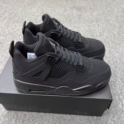 Jordan Air Jordan 4 Black Cat Suede Mid-top Retro Basketball Shoes Men's and Women's Black