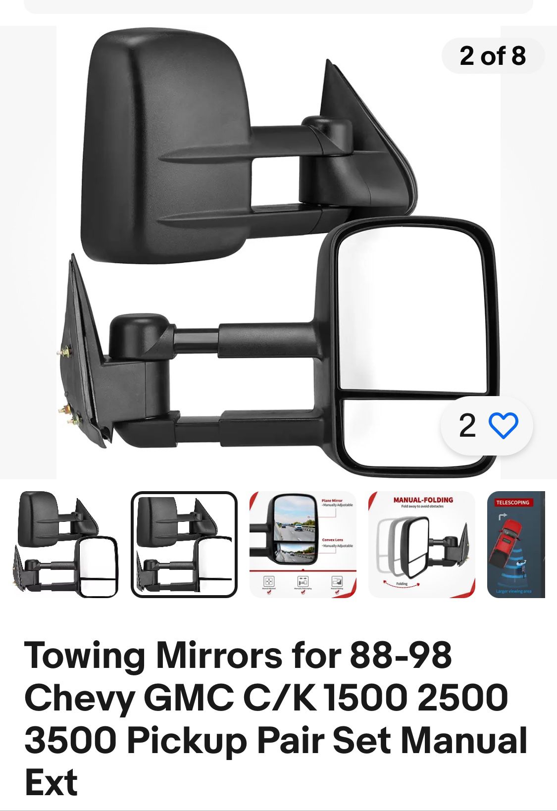 TOWING MIRRORS 88-98 FORD CHEVY GMC