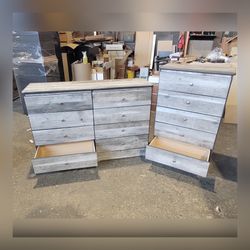 Five and eight drawers dresser with rails