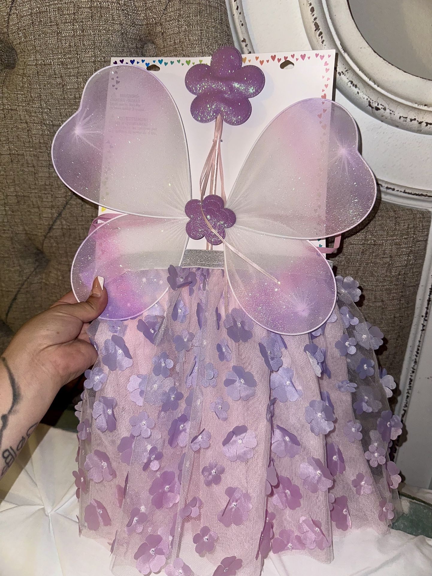 Purple Fairy Costume set with Wings and wand
