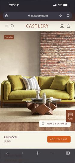 Castlery Owen Sofa - Olive Gold Velvet