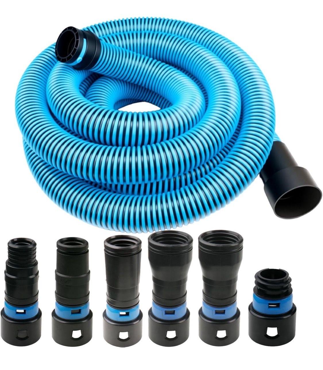 Shop Vacuum (Vac) Hose 16FT Dust Collection Hose Kit with 6 Fittings for Home and Shop Vacuums