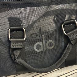 Alo Yoga Mini Sheer Duffle Bag Black Mesh Tote Lightweight Gym Travel Handbag