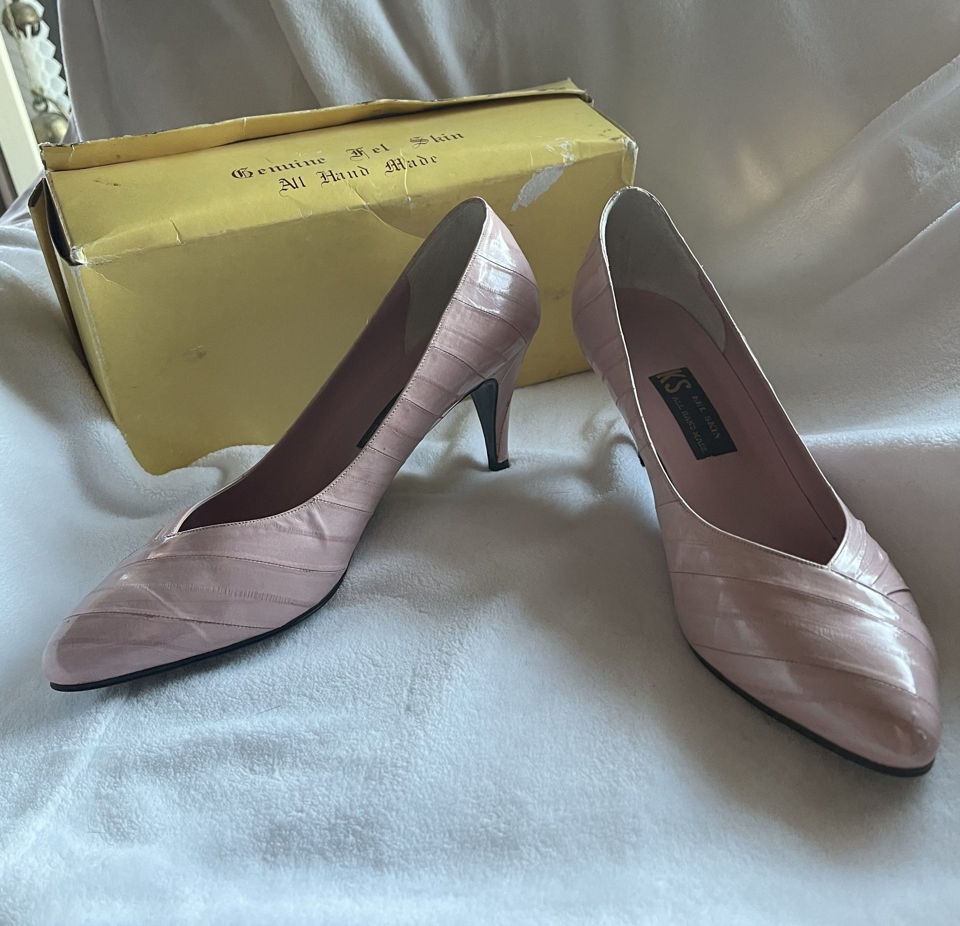 Vintage Pink Genuine Eel Skin Heels