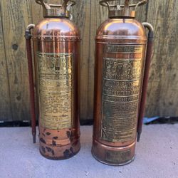 2 Antique Fire Extinguisher Copper