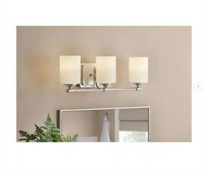 Hampton Bay Darlington 20.88 in. 3-Light Brushed Nickel Vanity Light with Frosted Opal Glass Shades - New