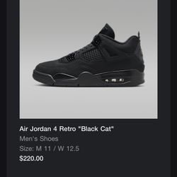 Nike Air Jordan 4 Retro Black Cat Size 11.5 and 11 US !! Read Description❤️ 