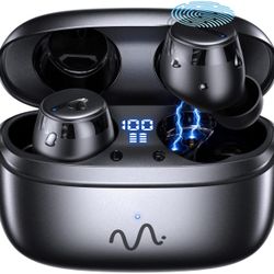 True Wireless Earbuds Bluetooth Headphones, High Sound Quality, IPX7 Waterproof Bluetooth Earbuds with Microphone, Touch Control Wireless Earphones, D