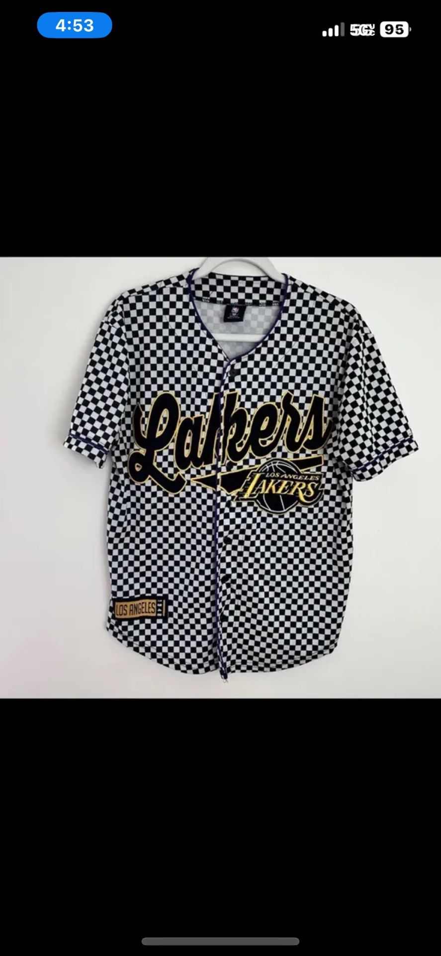 Los Angeles Lakers Checked Jersey Shirt NBA  Button Up Baseball Small S  #48