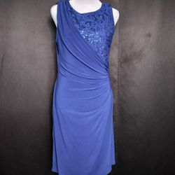 R&M Richards Purple Cocktail Lace Side Ruched Bodycon Dress Sequin (Size 6)