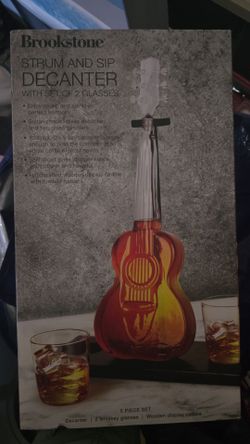 Brookstone Strum and Sip Guitar Decanter Set