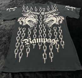 Mens Medium Y2K Xtreme Couture Quinton Rampage Jackson Wolves Chains Tshirt