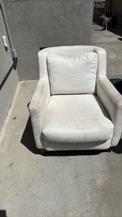 Cream Upholstered Accent Armchair needs cleaning structurally perfect