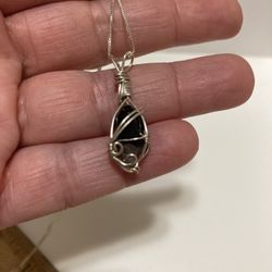 Natural Smokey Quartz With Sterling Box Chain