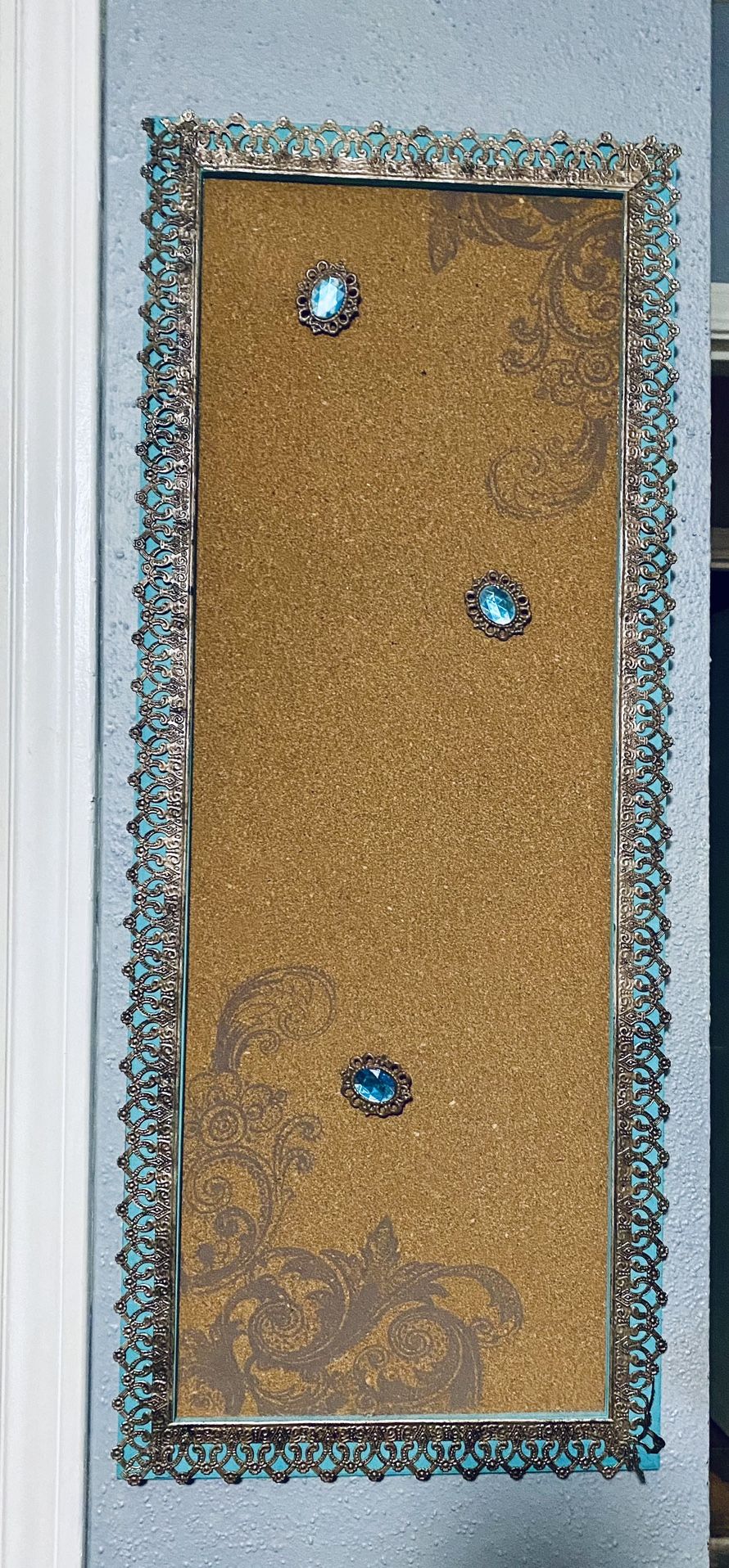 Teal Aqua Room decor Bulletin Board Jewelry Hanger