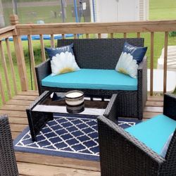 4 PCs Patio Furniture Set, Outdoor Wicker Conversation Set
