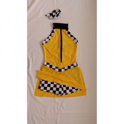 Yellow “Taxi” Mini Dress With Dress Shorts