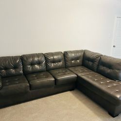 Gray leather sectional