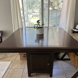 48" Square Espresso Counter-Height Table with Storage