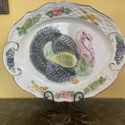 A  Vintage Thanksgiving Turkey Platter 18X14 