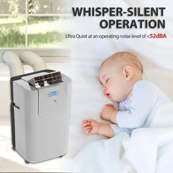 7,000 BTU Portable Air Conditioner Cools 400 Sq. Ft. with Dehumidifier,Remote and Carbon Filter in Silver