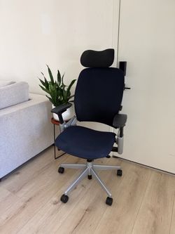 Steelcase Leap V2 Ergonomic Office Chair with Atlas Headrest Navy
