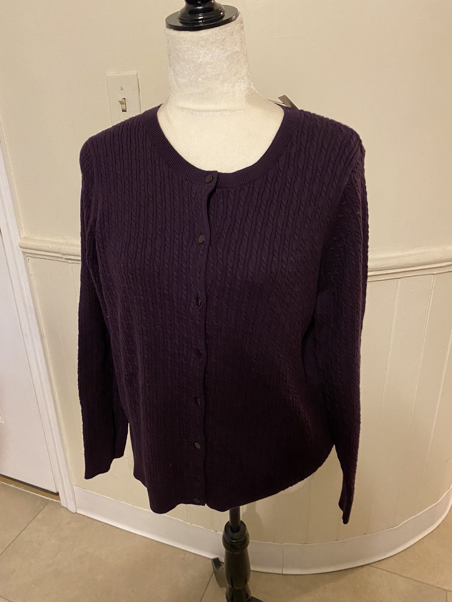 NWT Talbots Purple Cardigan Sweater Size 2X