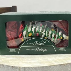NEW Open Box Handmade Glass Christmas Tree Ornament Made in Poland Blown Polish Glass Art