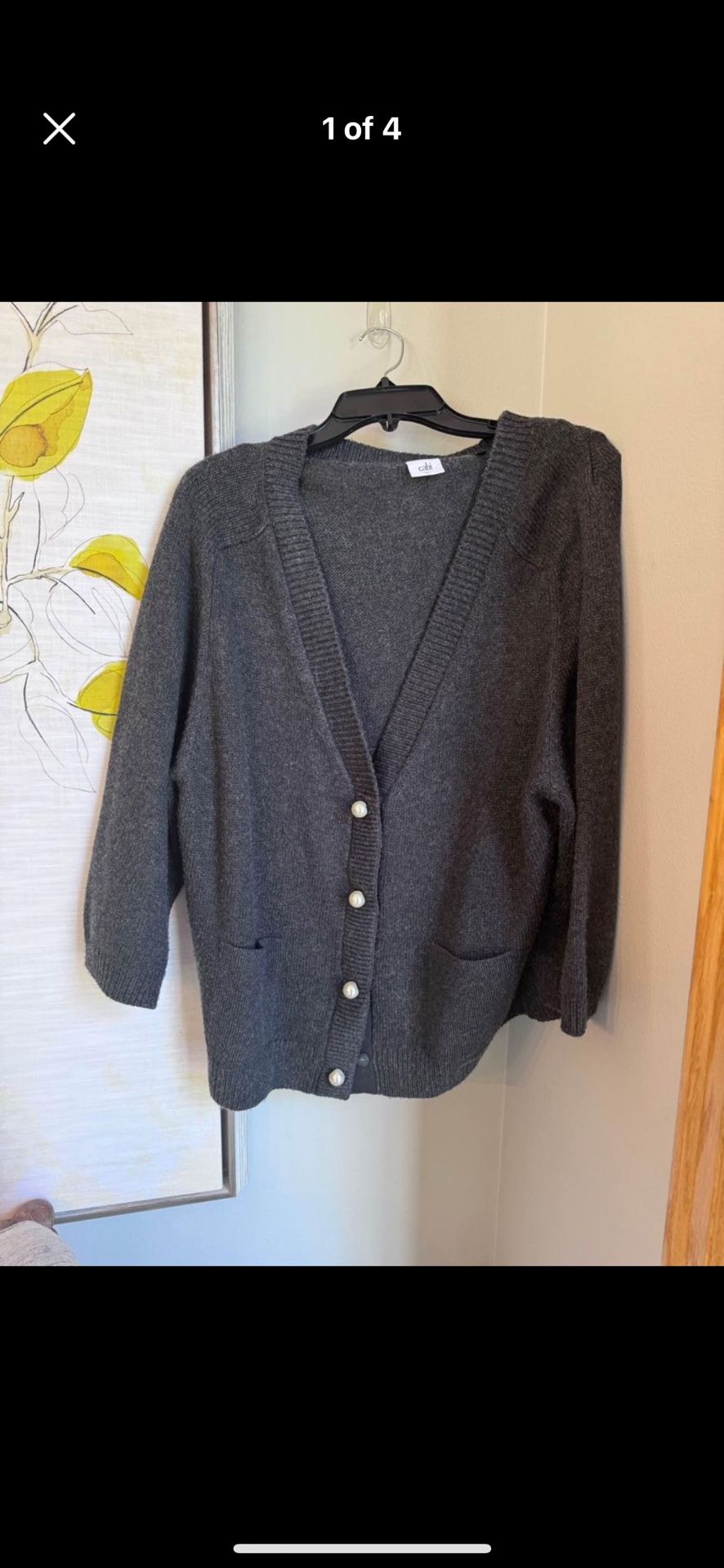 Cabi Sweater Cardigan W Pearl Buttons XL