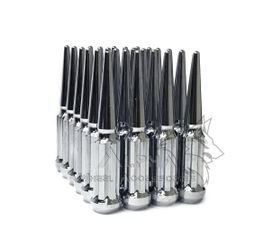 24 Chrome 14x1.5 Spline Spike Lug Nuts For 2022 & Newer Toyota Tundra 6 Lug +Key