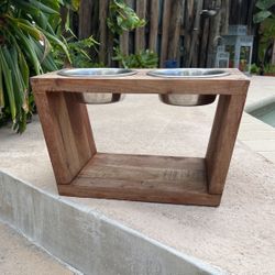 Teak Wood Pet Bowl