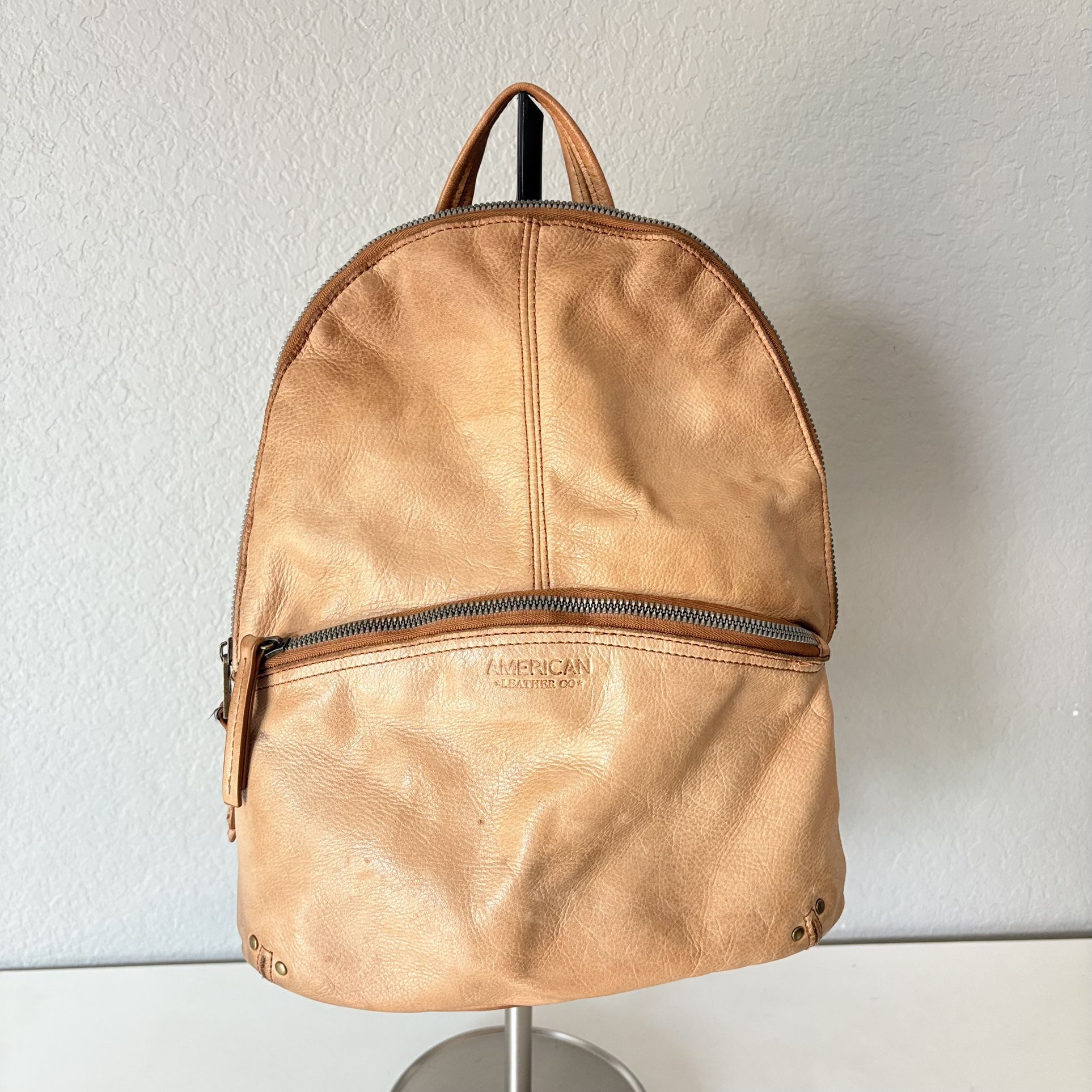 American Leather Co. Soft Light Brown Mini Backpack Bag Genuine Leather 12”x10”