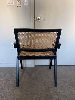 France and sons Black Wood Cane Accent Chair with Arms