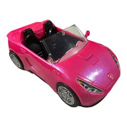 2016 Mattel Barbie Glam Pink Glitter Convertible 2 Seater Doll Car/ Seat Belt  Missing passenger side mirror