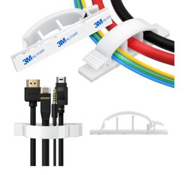 White 3M Adhesive Cable Management Clips