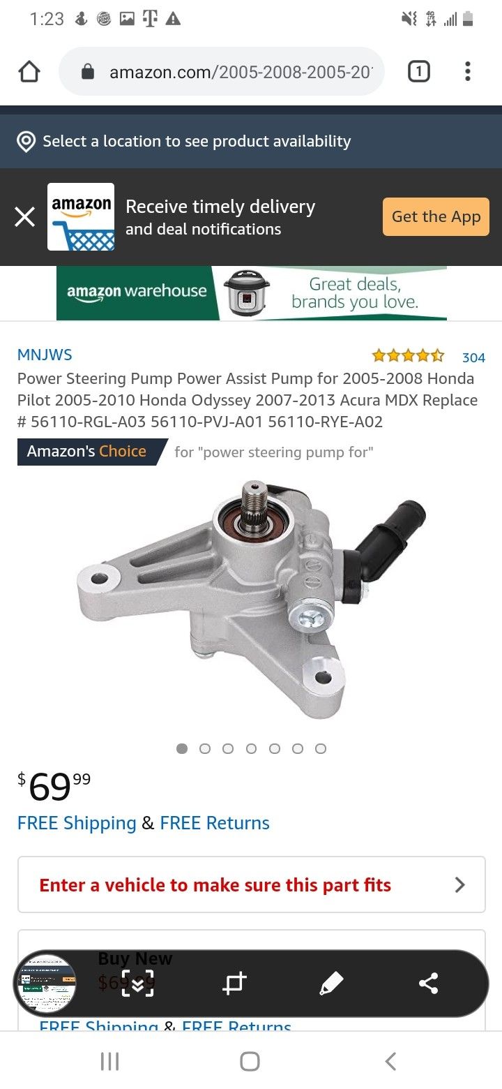 Power Steering Pump for Acura, Honda pilot, Honda odyssey