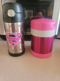Pink Thermos Water Bottle & Food Container