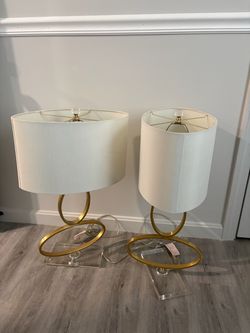 Two Golden tall lamps