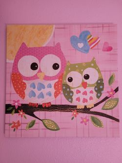Girls pink Owl/ woodland wall decor