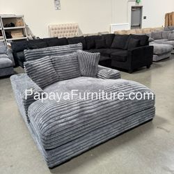 New! Ultra Soft Plush Chaise Lounge, Chaise Lounger, Corduroy Lounge, Sofabed Size, Sleeper Sofa Couch,Grey Sofa Chair, Recliner Style Chaise Lounger