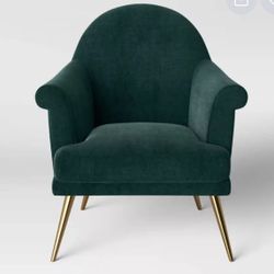 Myna Tufted Armchair With Brass Legs Forest Green - Opalhouse