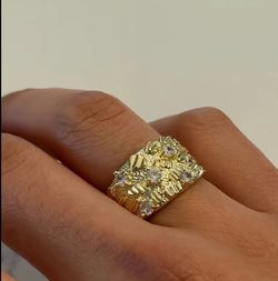 14K gold plated nugget ring