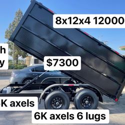Néw Dump Trailer 8x12x4 12000lb $7300 Cash Only Not Payments 