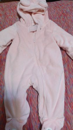 Pink Baby Fleece Hooded Bunny Onesie