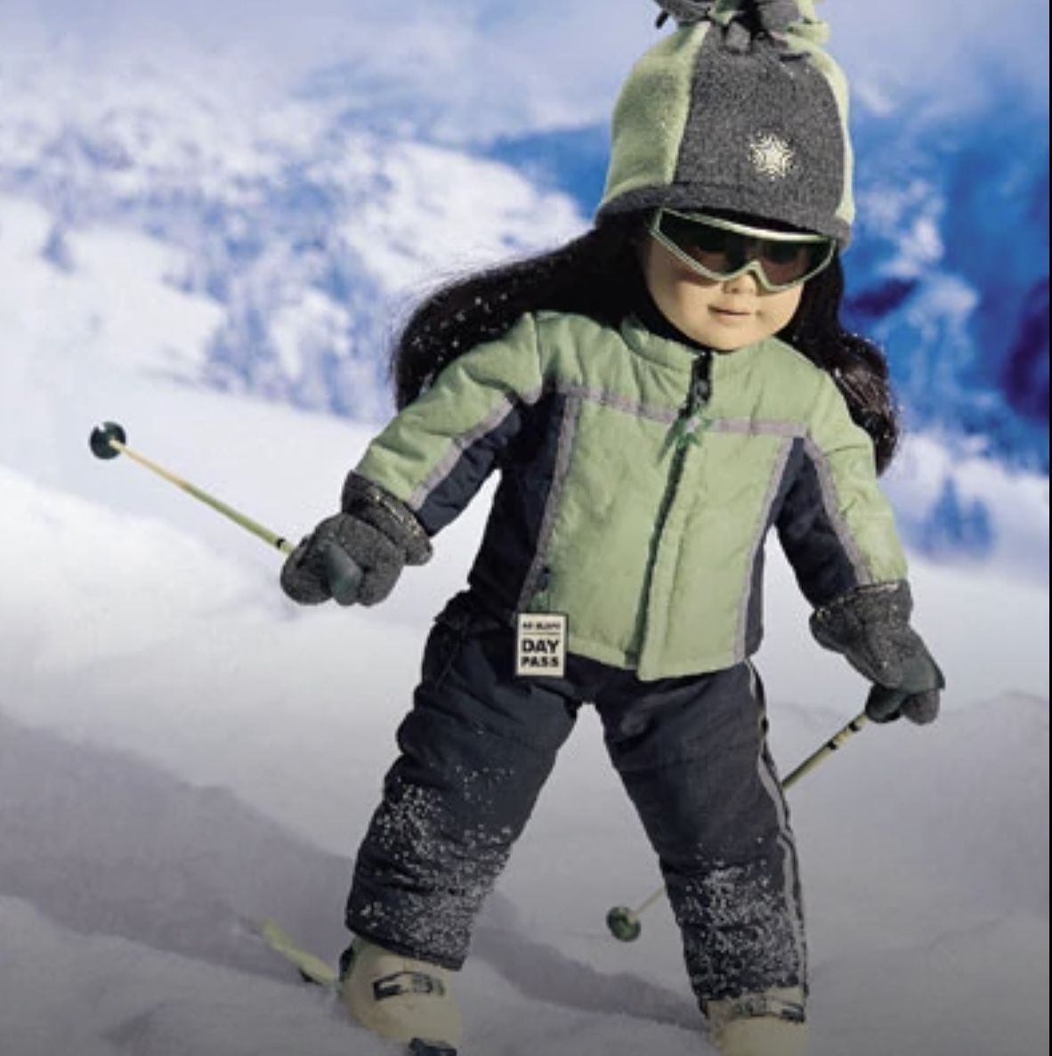 America Girl Downhill Ski Outfit Retired Snow Jacket , Beanie, Cargo Pants Socks