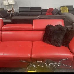 Red Leather Sectional- Store Closing Sale
