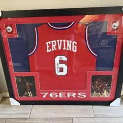 Julius Erving Dr. J Autographed Jersey Custom Framed 